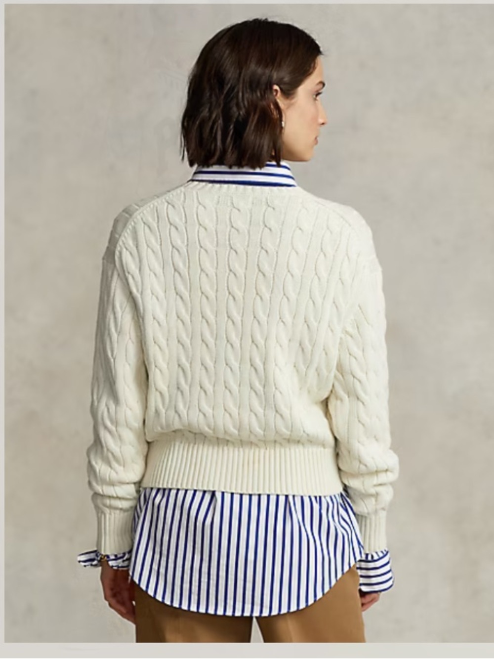 Ralph Lauren Polo 1967 sweater cable knit cotton S heritage preppy ivory - Picture 2 of 9